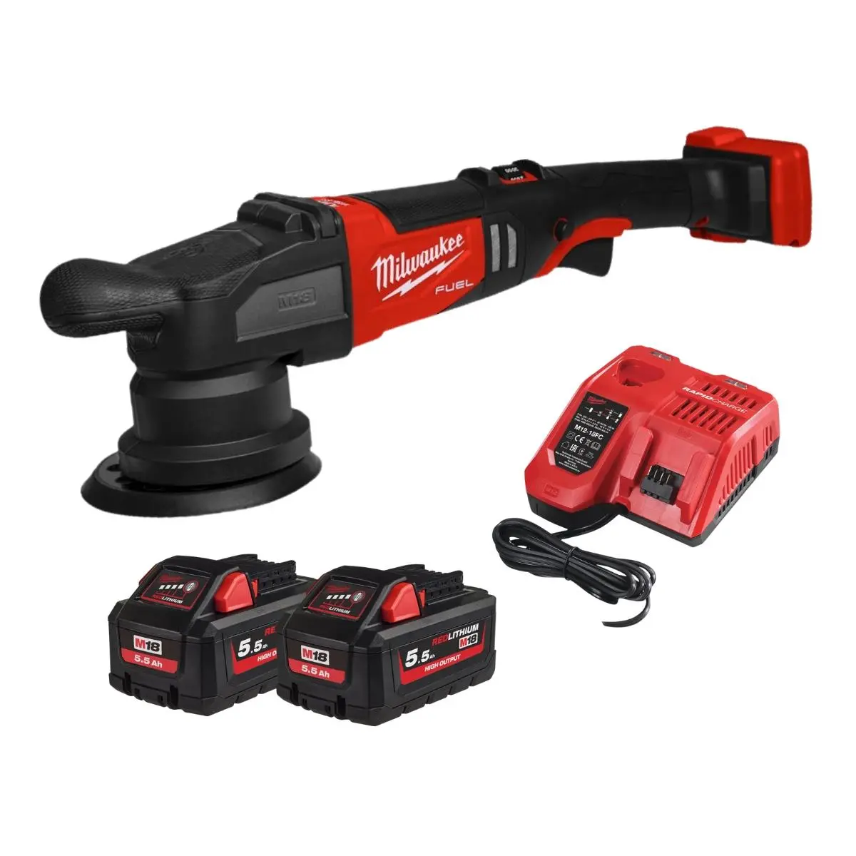 Milwaukee M18frop15-0 18V Brushless 125Mm Random Orbital Polisher With 2 X 5.5Ah Battery & Charger 1
