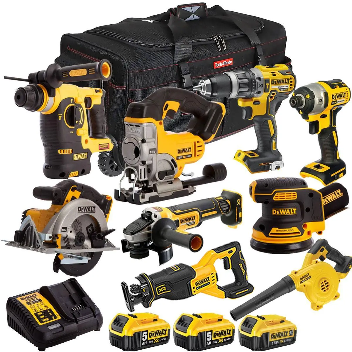 Dewalt 18V 9 Piece Combo Kit With 3 X Batteries & Charger T4tkit-1623 1