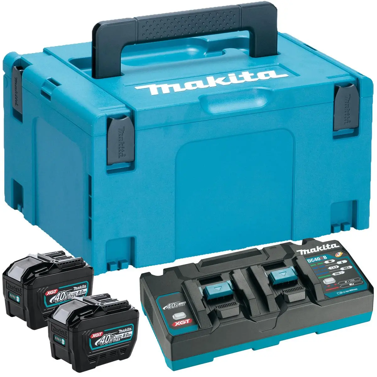 Makita 1910A2-5 40Vmax Xgt Power Source Kit 240V With 2 X 8.0Ah Bl4080f Batteries, Charger & Case 1