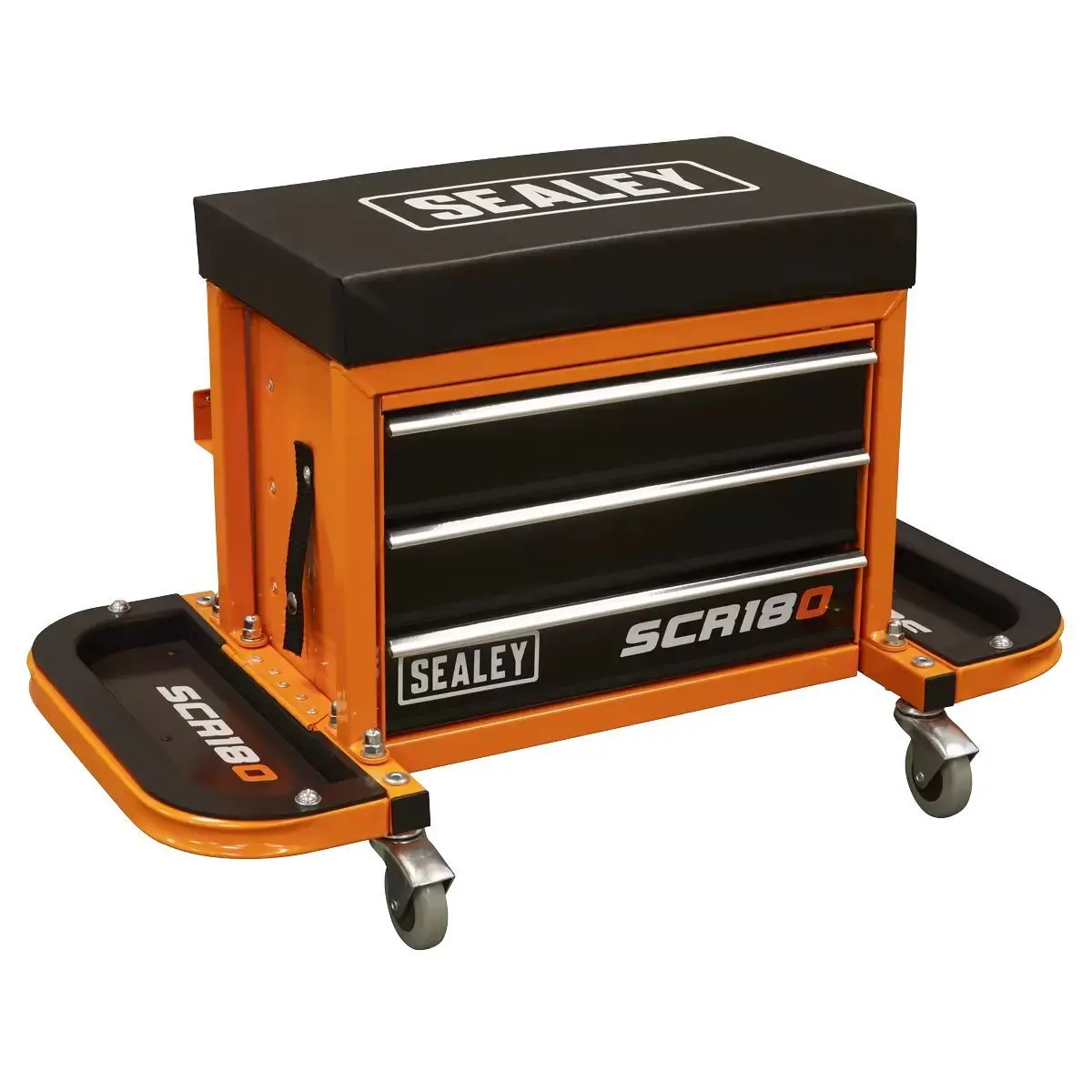 Sealey Scr18o Mechanic's Utility Seat & Toolbox-Orange 1