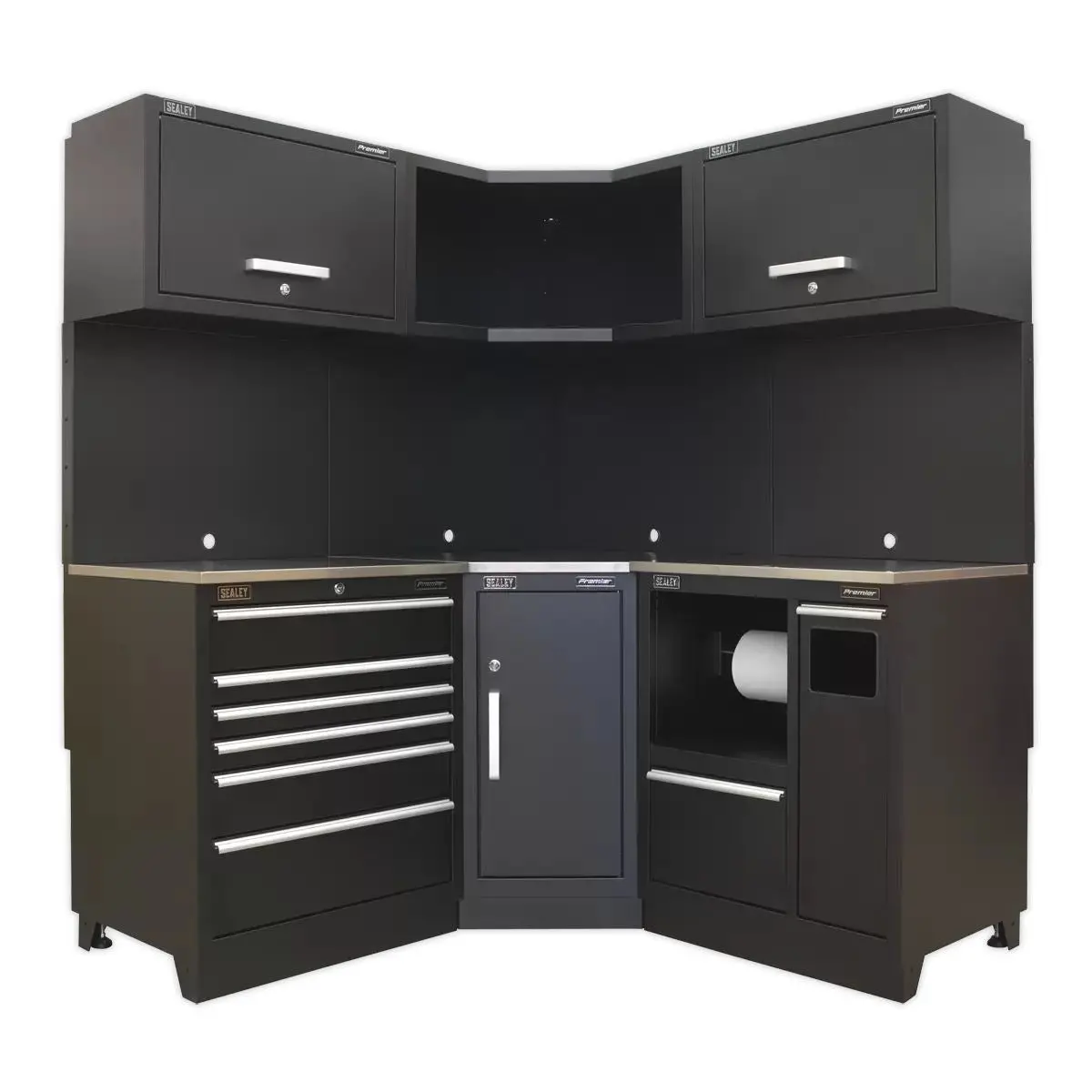 Sealey Apmscombo6ss Premier 1.7M Corner Storage System Stainless Worktop 1