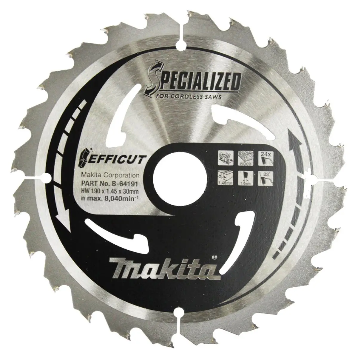 Makita 190Mm 24T Circular Saw Blade Efficut B-64191 1