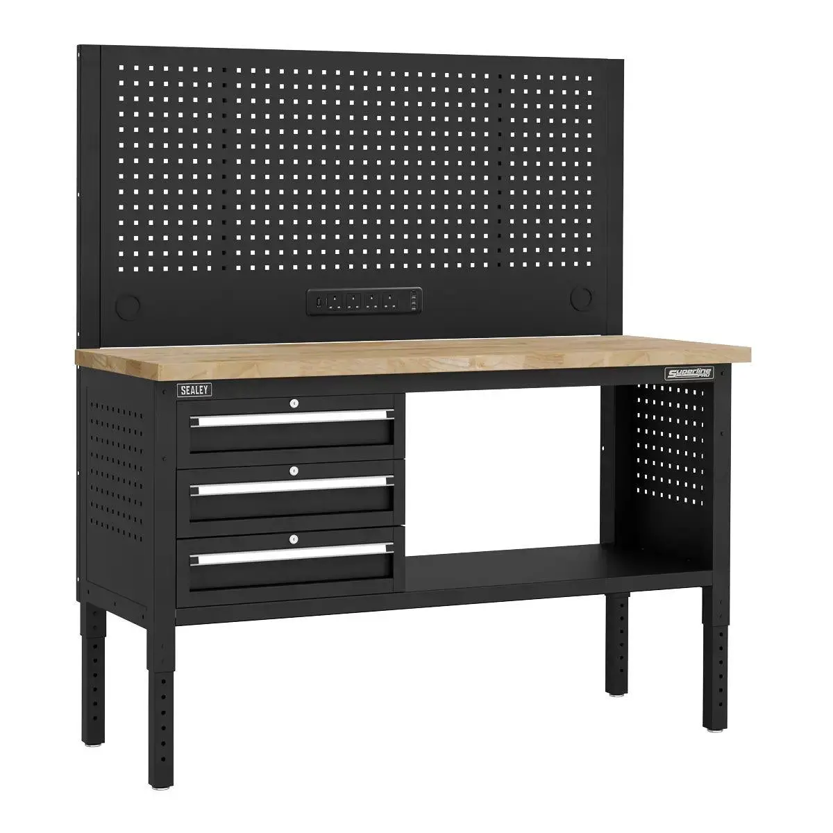 Sealey Apmwb60combo1w Superline Pro Modular Workbench With 3 Drawers Wooden Worktop 1525Mm 1