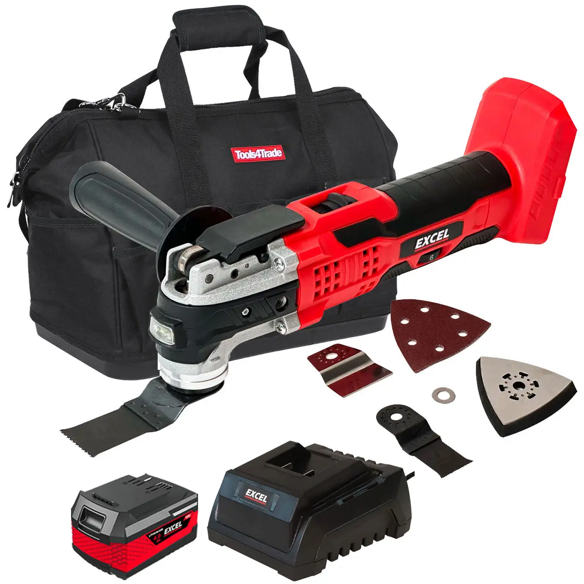 Excel 18V Oscillating Multi Tool With 1 X 4.0Ah Battery Charger & Bag 1