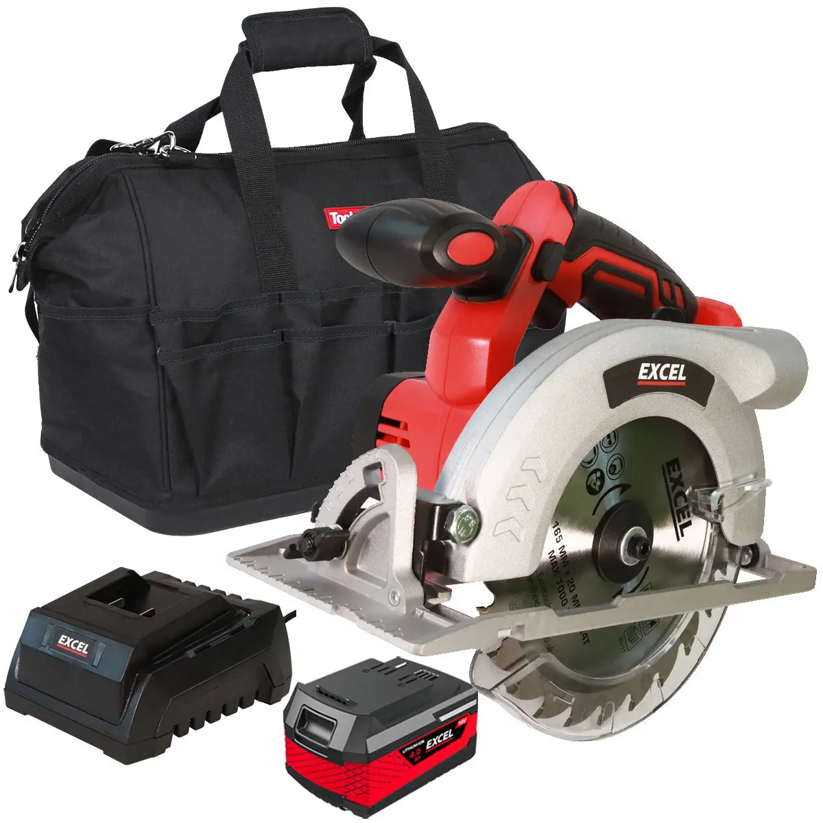 Excel 18V Cordless Circular Saw 165Mm With 1 X 4.0Ah Battery Charger & Bag Exl10124 1