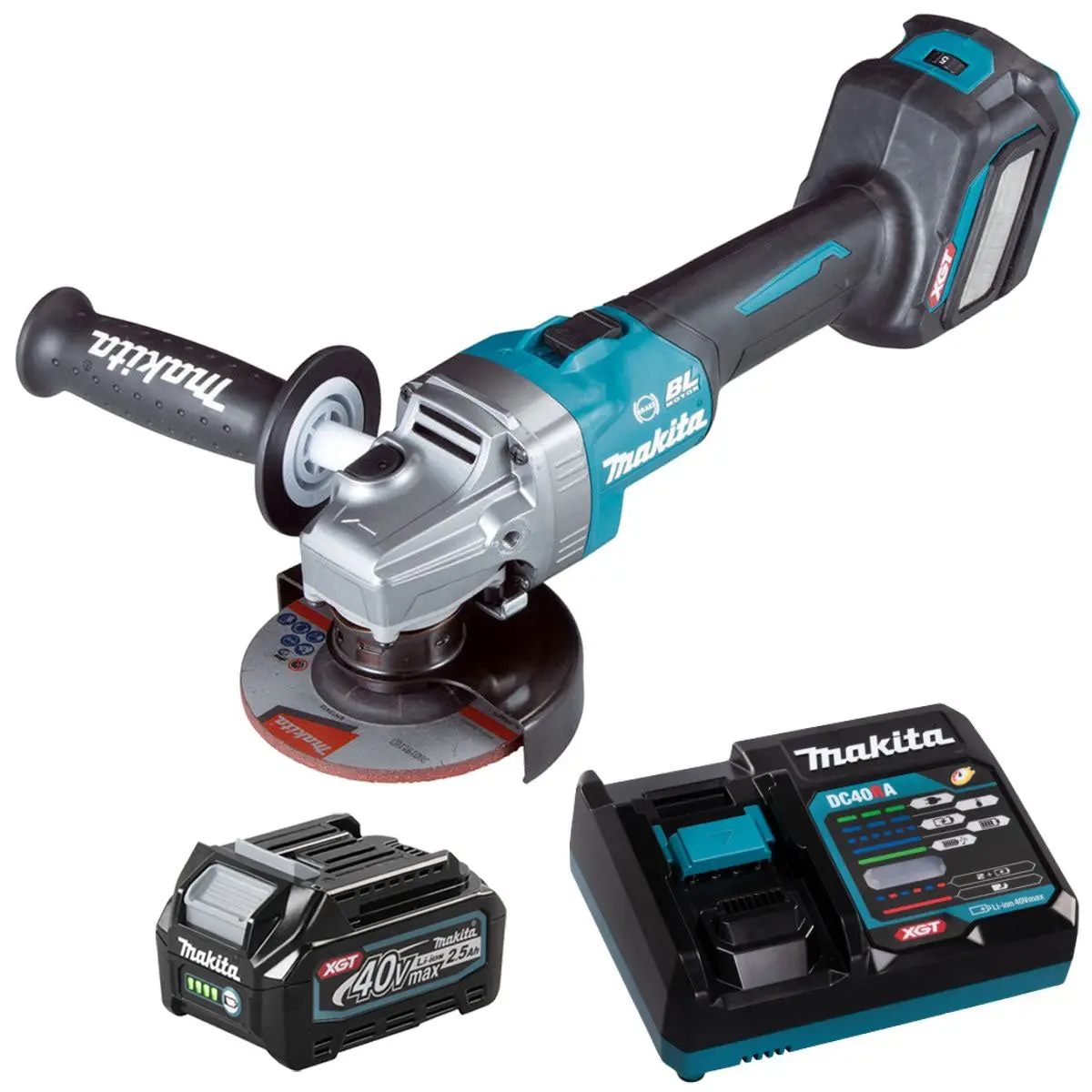 Makita Ga022gz 40V 115Mm Brushless Angle Grinder With 1 X 2.5Ah Battery & Charger 1