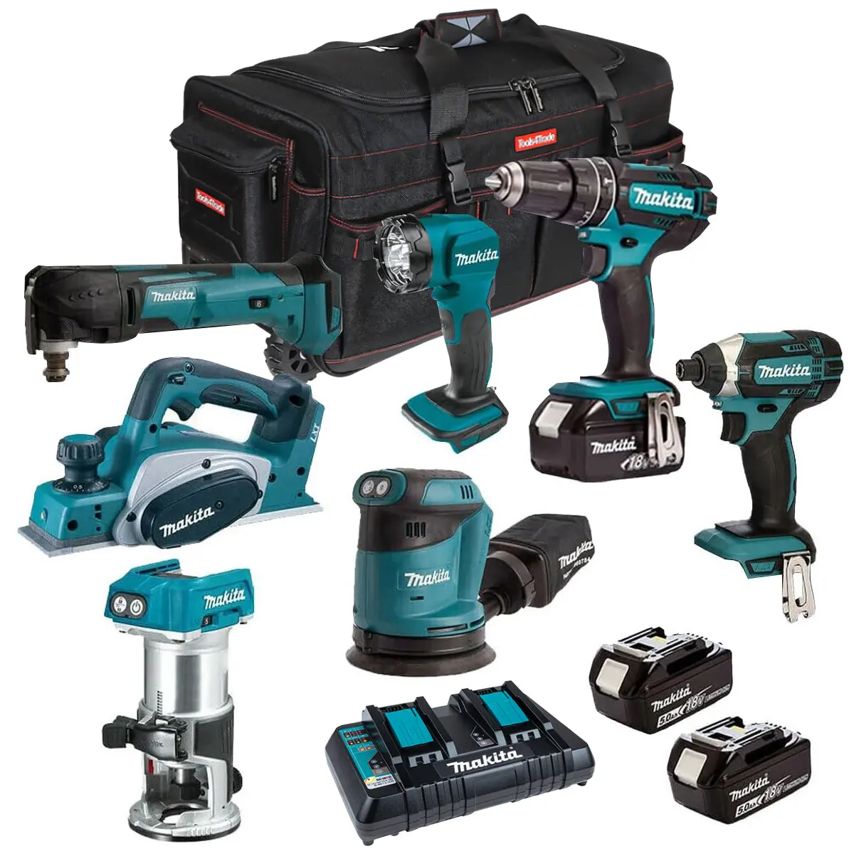 Makita 18V 7 Piece Power Tool Kit With 3 X 5.0Ah Battery & Charger T4t7054pt 1