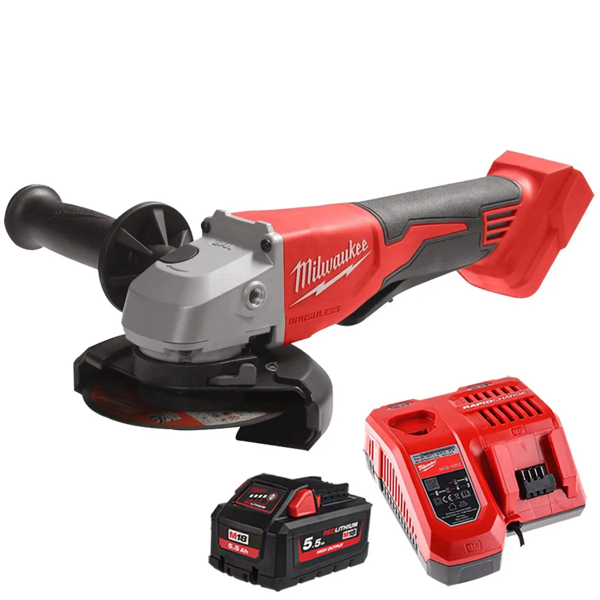 Milwaukee M18blsag115xpd-0 18V 115Mm Brushless Angle Grinder With 1 X 5.5Ah Battery & Charger 1