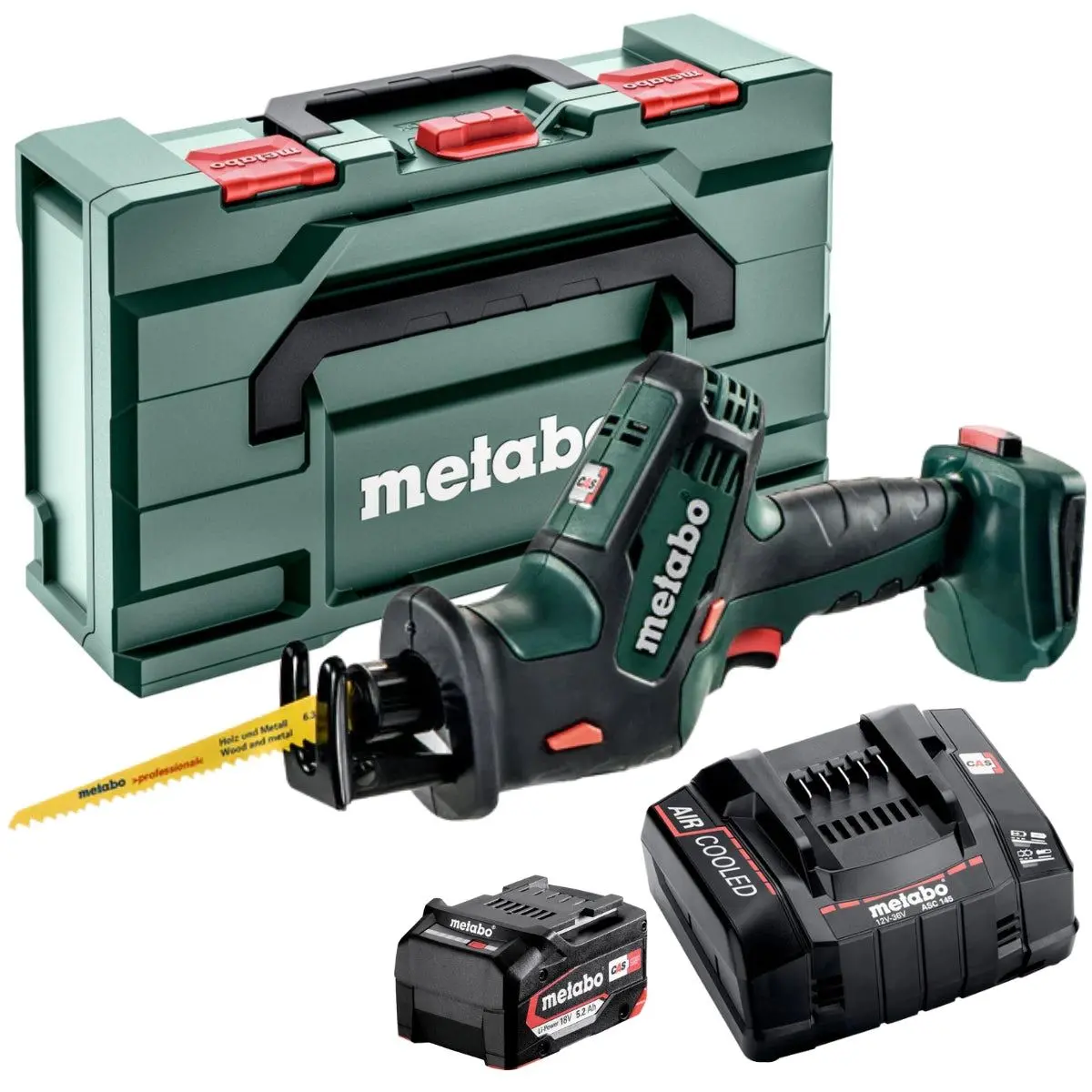 Metabo Sse 18 Ltx 18V Compact Sabre Saw With 1 X 5.2Ah Battery Charger & Metabox 1