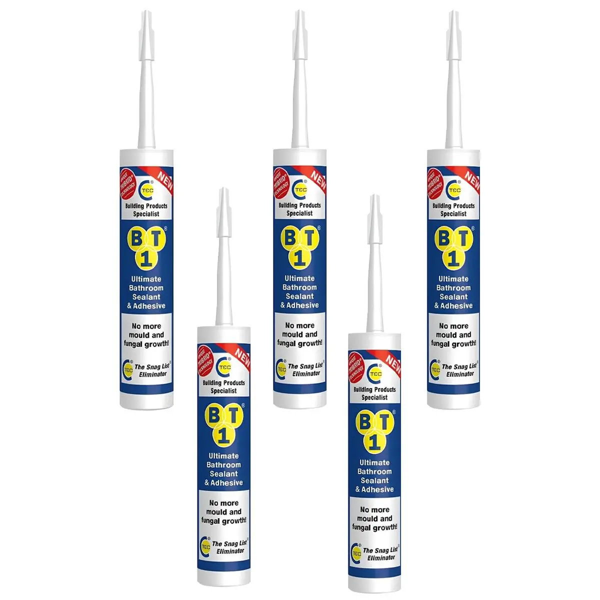 C-Tec Bt1 290Ml Ultimate Bathroom Sealant & Adhesive White Pack Of 5 1