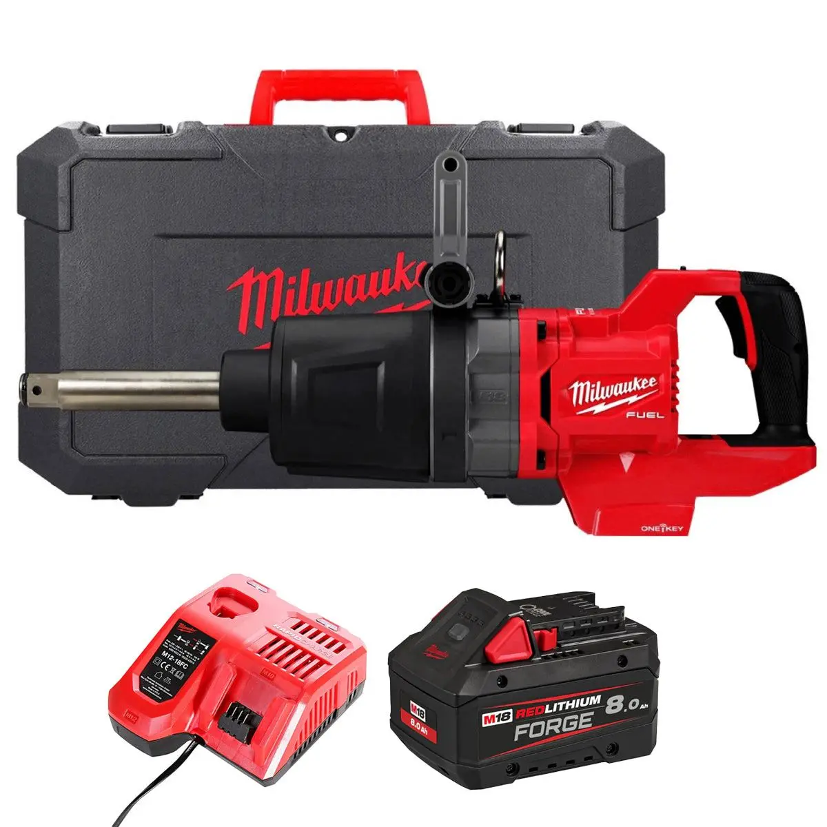 Milwaukee M18onefhiwf1d-0C 18V Fuel Brushless D-Handle 1" Impact Wrench With 1 X 8.0Ah Battery Charger & Case 1