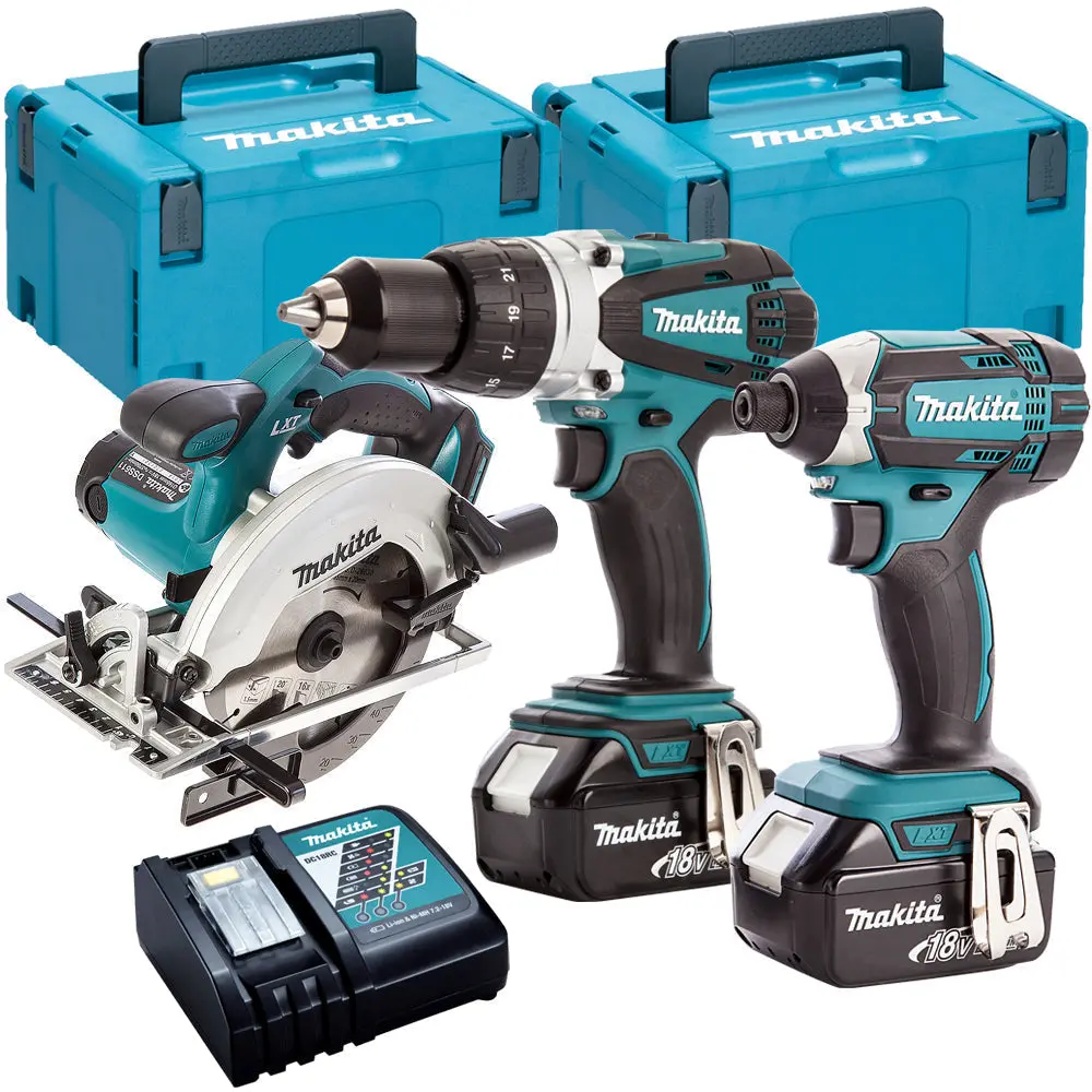 Makita Dlx2145tj 18V Twin Pack 2 X 5.0Ah Batteries Charger & Circular Saw 1