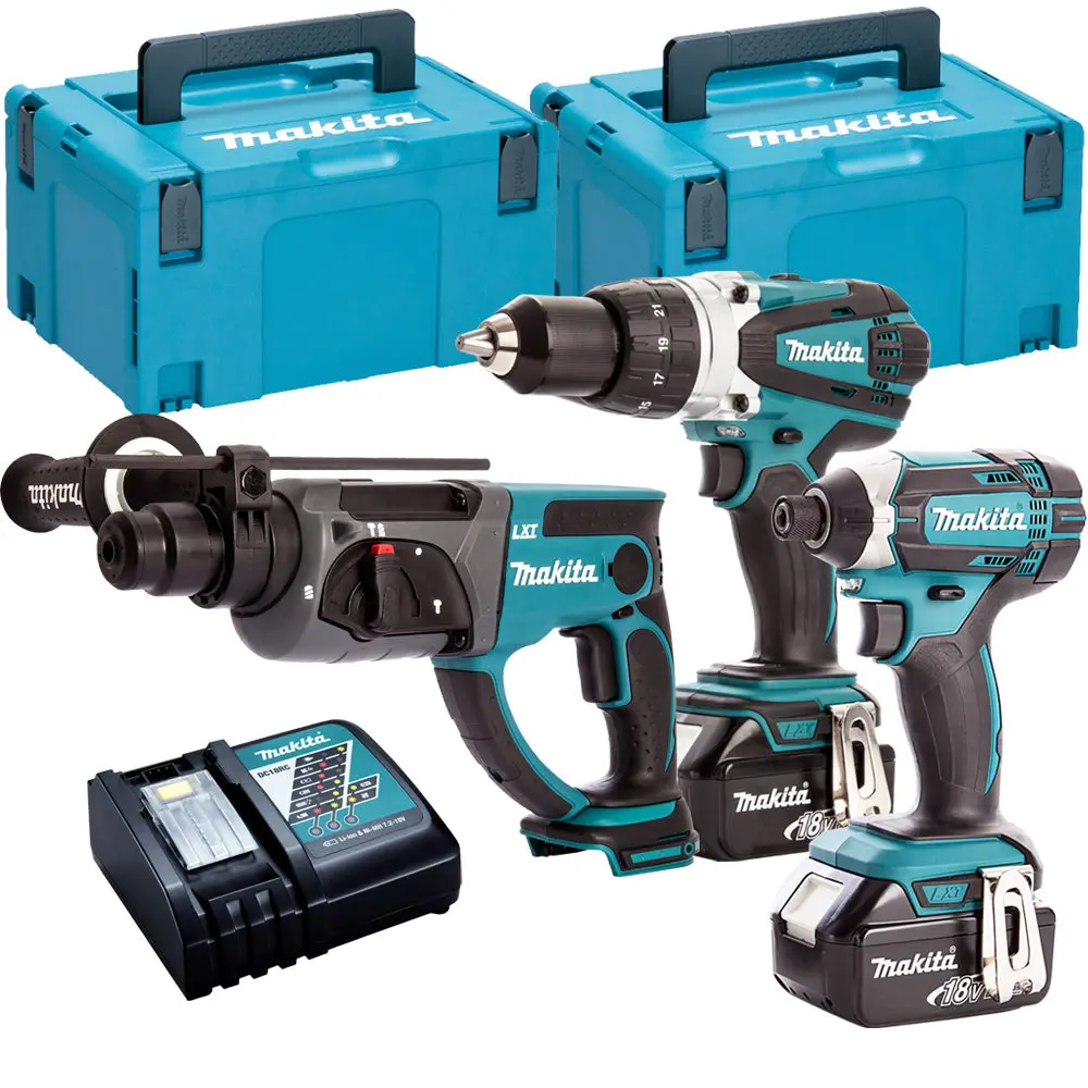 Makita 3 Piece 18V Li-Ion With 2 X 5.0Ah Batteries & Charger T4tkit-1456550 1