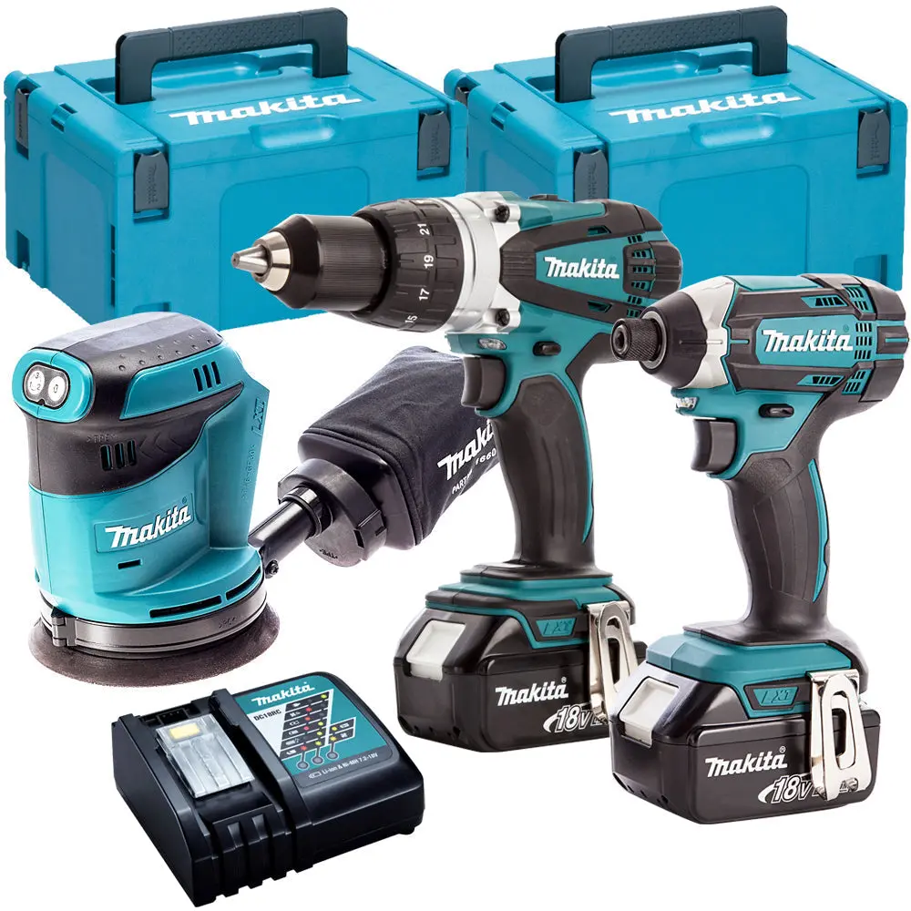 Makita 3 Piece 18V Li-Ion With 2 X 5.0Ah Batteries & Charger T4tkit-146 1
