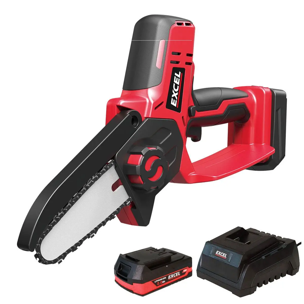 Excel 18V Cordless Mini Chain Saw With 1 X 2.0Ah Battery & Charger 1