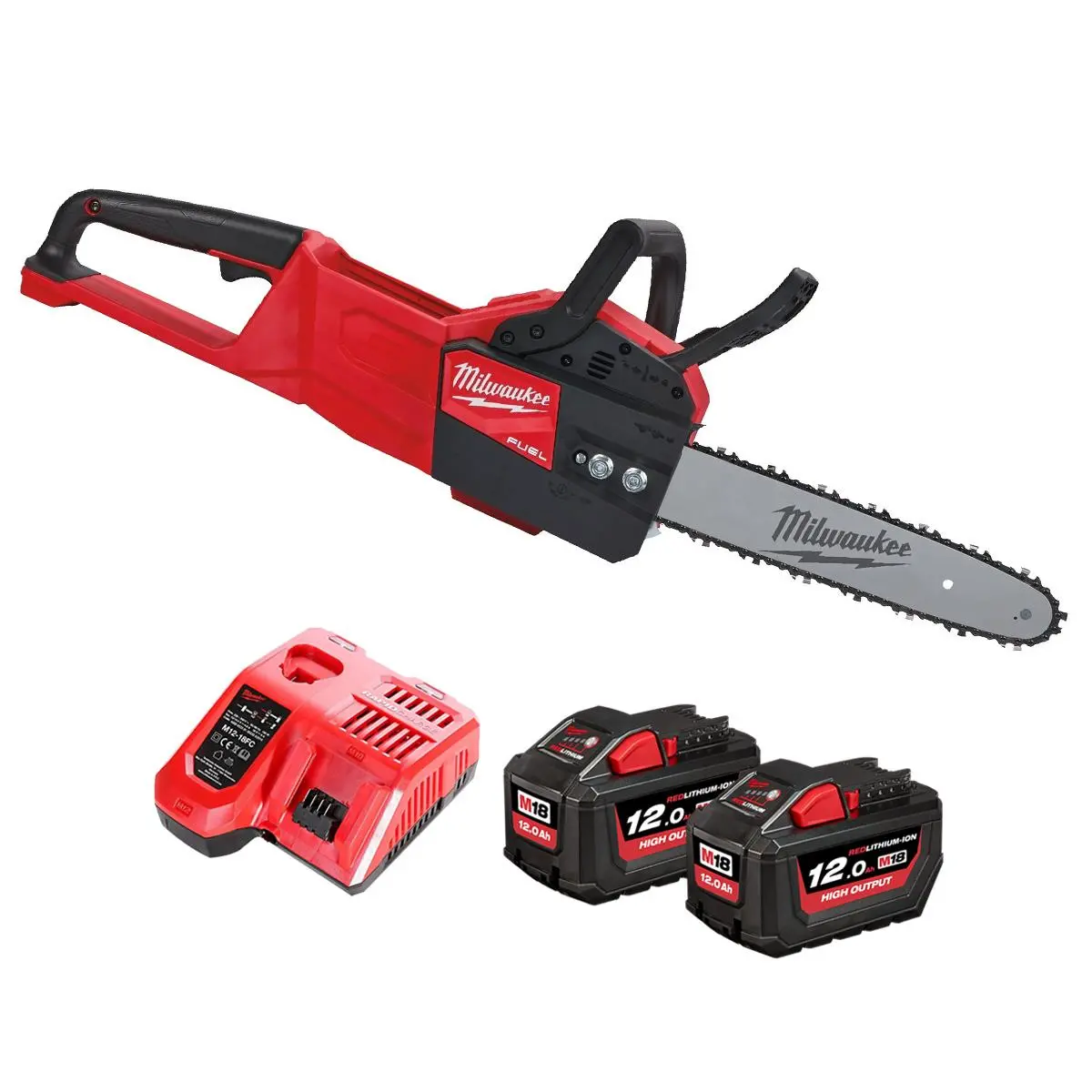 Milwaukee M18fchsc-122 18V Fuel Brushless 30Cm Chainsaw With 2 X 12.0Ah Battery & Charger 4933499220 1