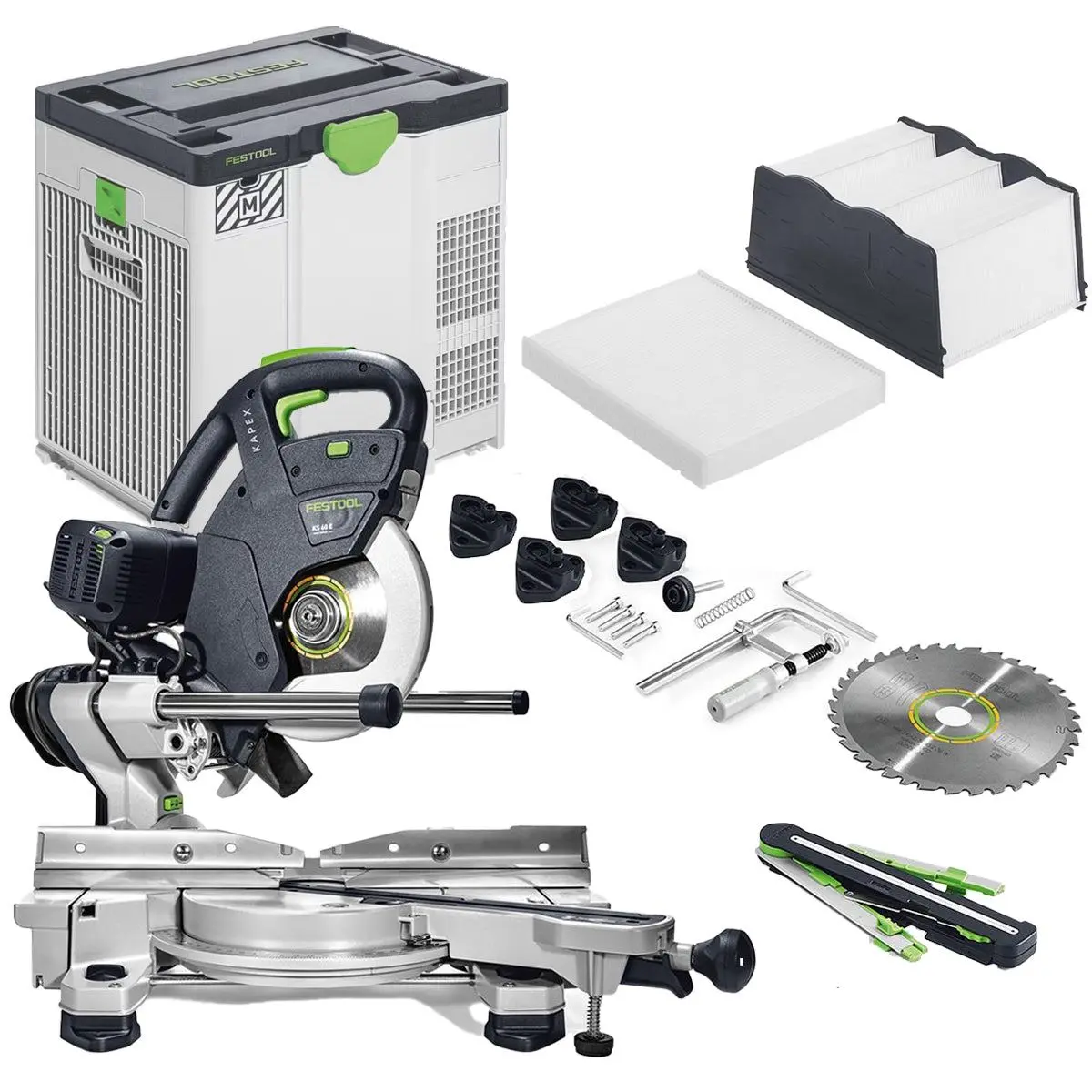 Festool Ks 60 E-Set 230V Gb 216Mm Sliding Compound Mitre Saw - 561729 With Sys-Air M Air Purifier 577785 1