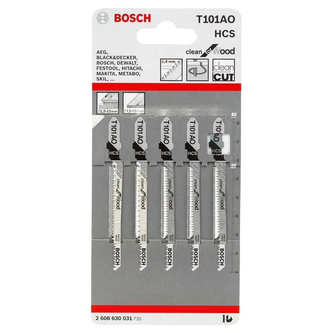Bosch T101ao Wood Jigsaw Blade Pack Of 5 - 2608630031 1