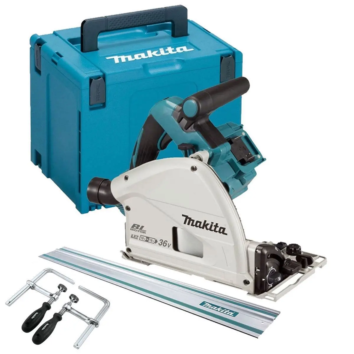 Makita Dsp600zj 36V Brushless 165Mm Plunge Saw With 1 X 3000Mm Guide Rail & Clamp 1