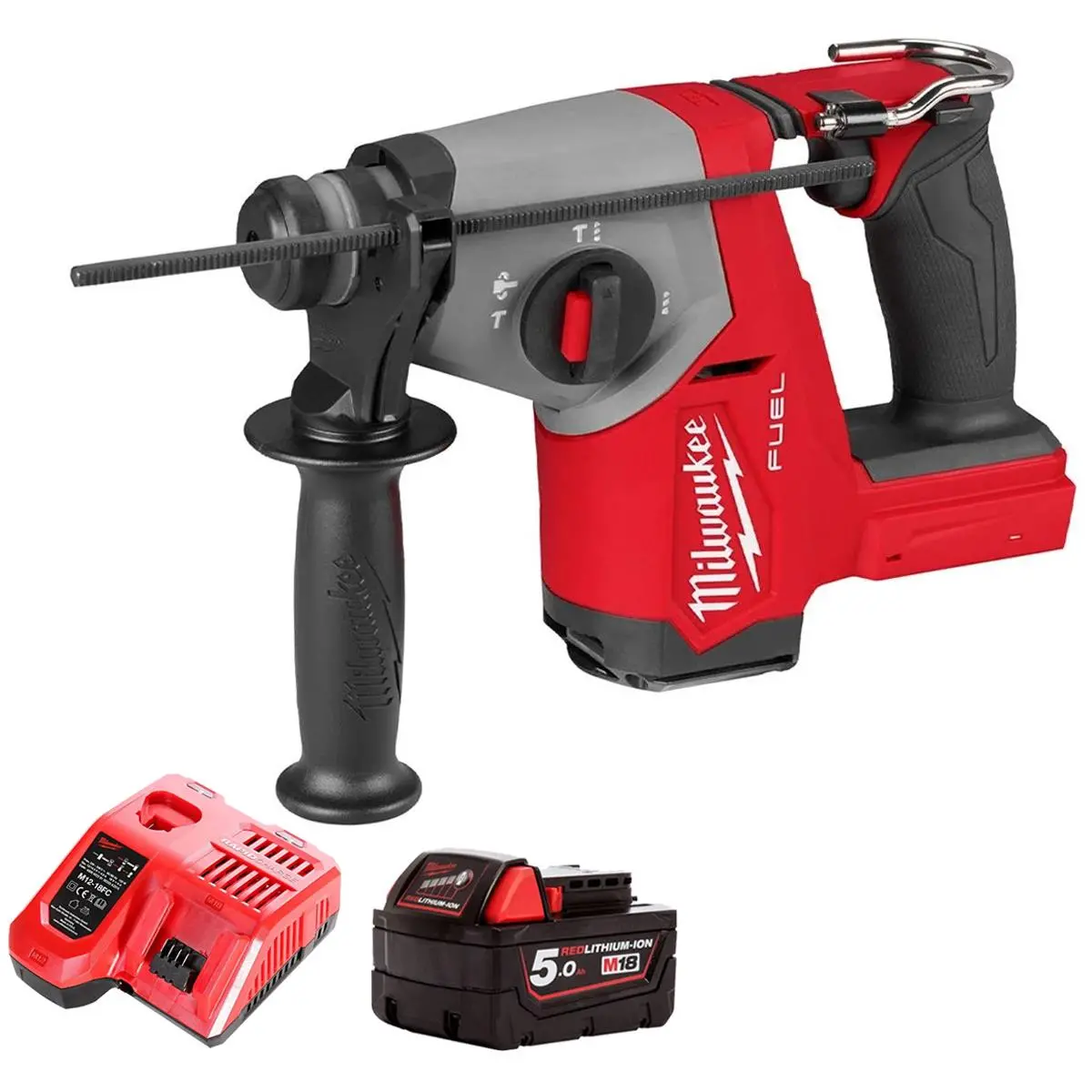 Milwaukee M18fhac16-0 18V Fuel Brushless Sds-Plus Hammer Drill With 1 X 5.0Ah Battery & Charger 1