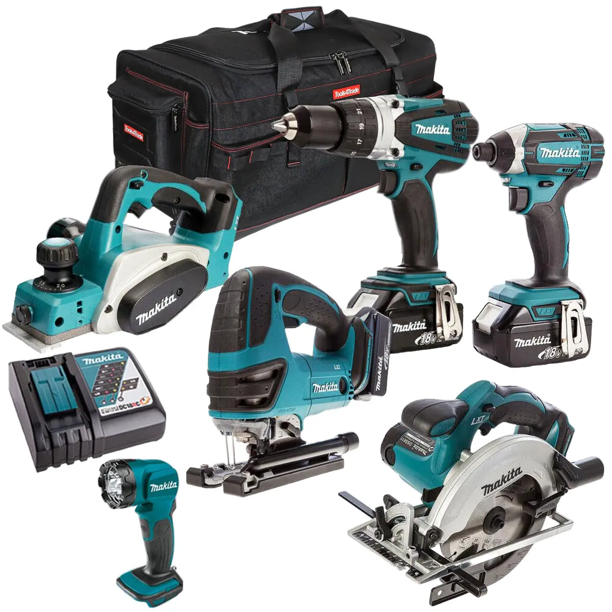 Makita T4t6051pt 18V Lxt 6 Piece Kit 3 X 5.0Ah Batteries With Charger 1
