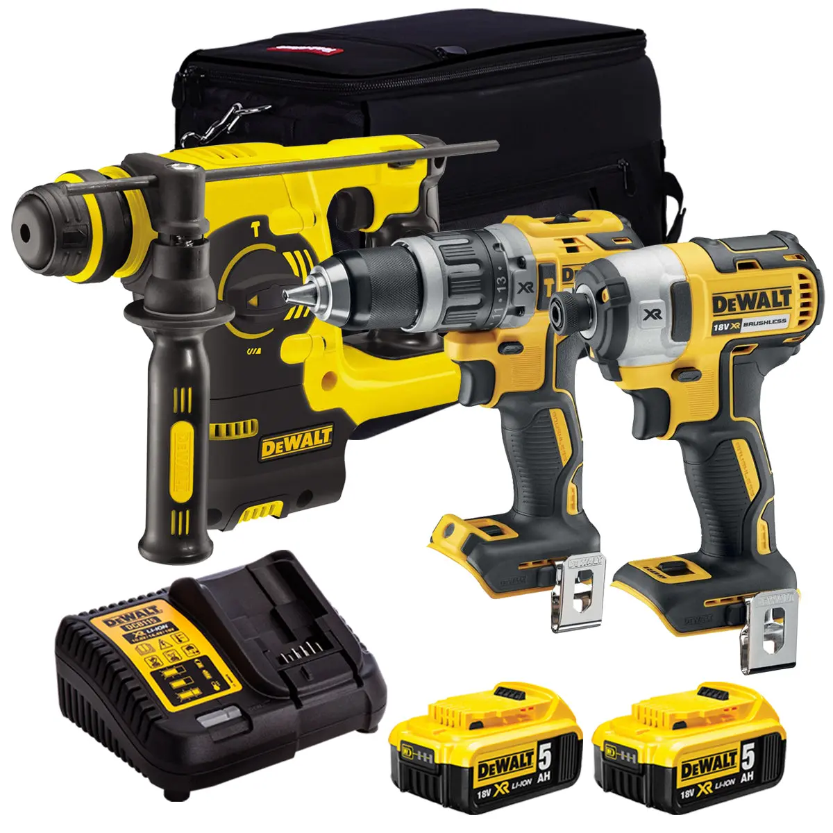 Dewalt 3 Piece 18V Li-Ion Kit 2 X 5.0Ah Batteries & Charger T4tkit-174 1