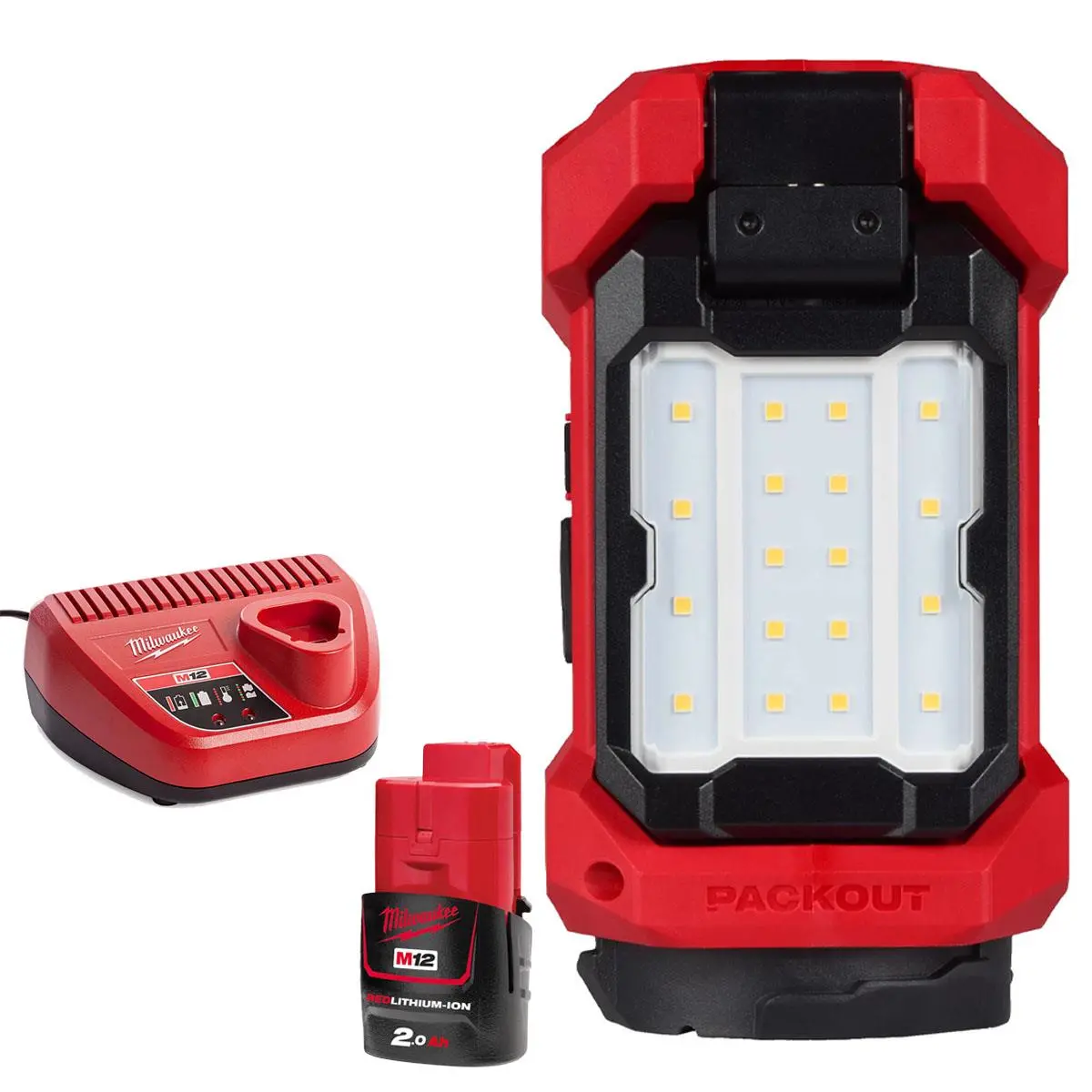 Milwaukee M12alip-0 12V Single Cleat Packout Task Light With 1 X 2.0Ah Battery & Charger 1