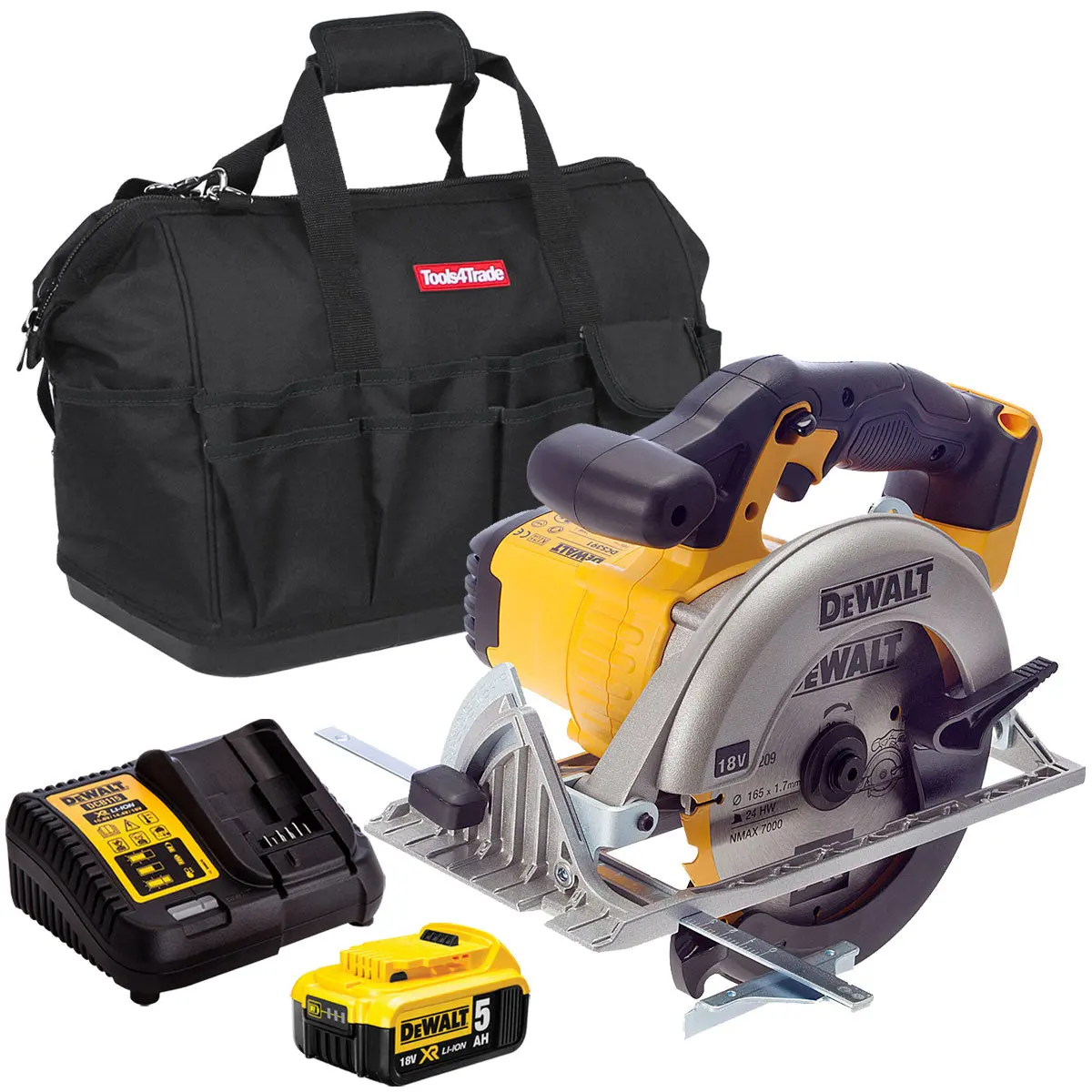 Dewalt Dcs391n 18V 165Mm Premium Circular Saw With 1 X 5.0Ah Batteries & Charger In Bag 1