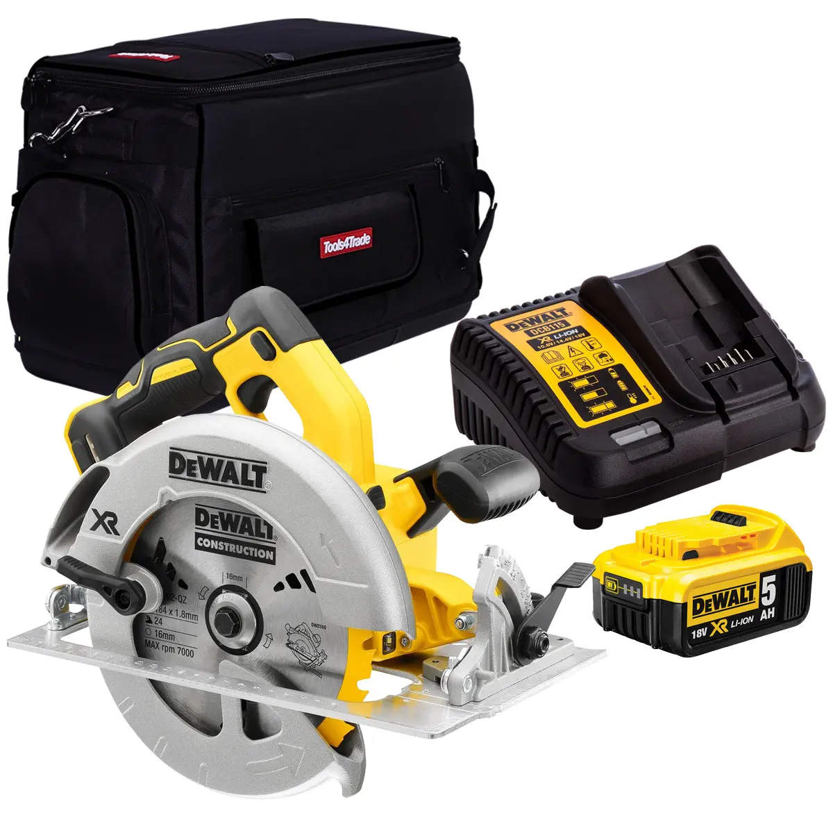 Dewalt Dcs570p1 18V Brushless 184Mm Circular Saw With 1 X 5.0Ah Battery & Charger In Bag 1