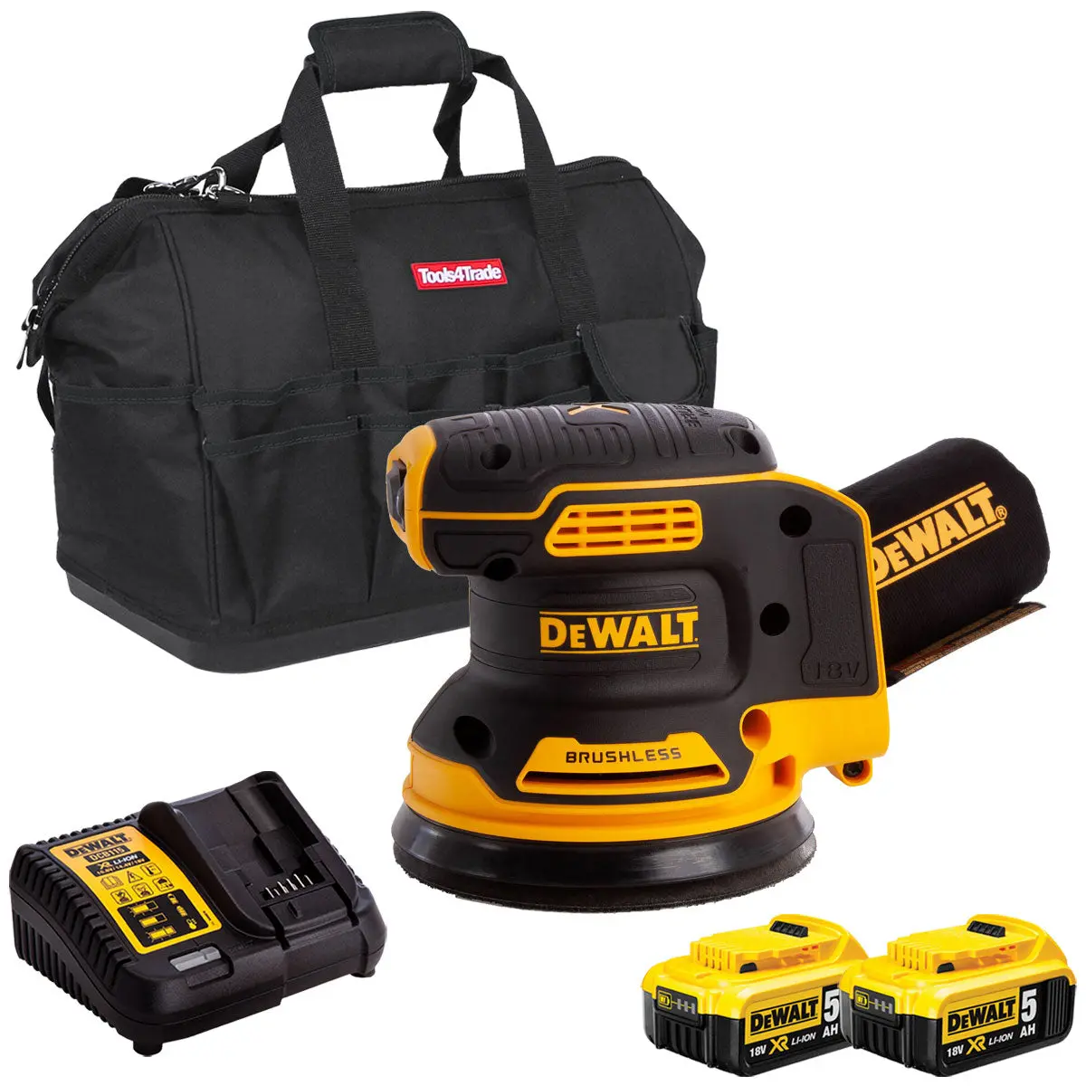 Dewalt Dcw210n 18V Brushless 125Mm Random Orbital Sander With 2 X 5.0Ah Battery & Charger In Bag 1