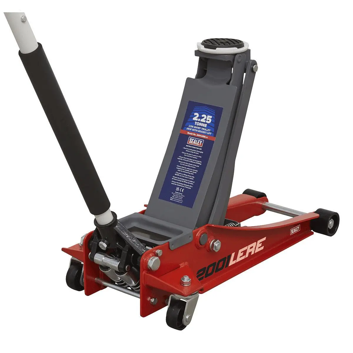 Sealey 2001Lere Trolley Jack 2.25Tonne Low Entry Rocket Lift Red 1