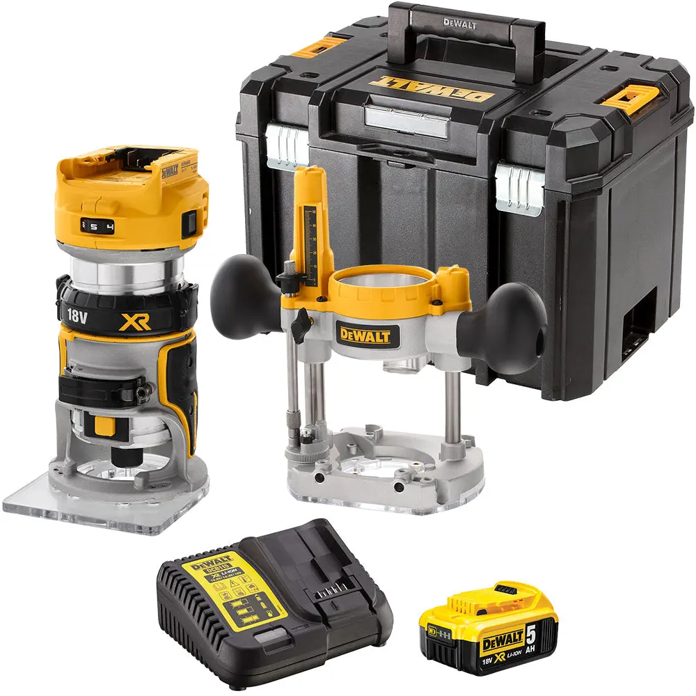 Dewalt Dcw604nt 18V Cordless Brushless Router Trimmer With 1 X 5.0Ah Battery & Charger 1
