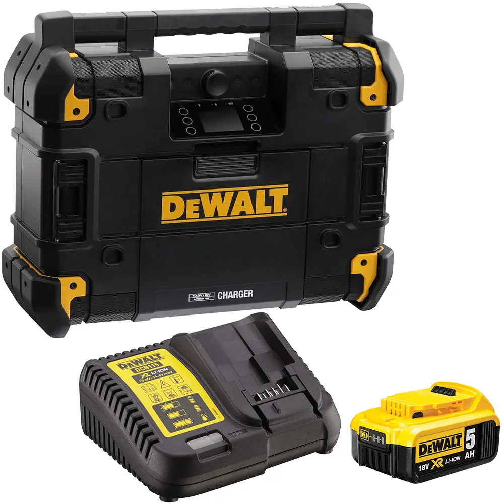 Dewalt Dwst1-81079 18V Bluetooth Dab / Fm / Am Tstak Jobsite With 1 X 5.0Ah Battery & Charger 1