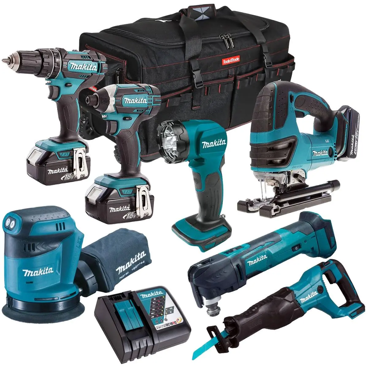 Makita 18V 7 Piece Power Tool Kit With 3 X 5.0Ah Battery & Charger T4tkit-321 1