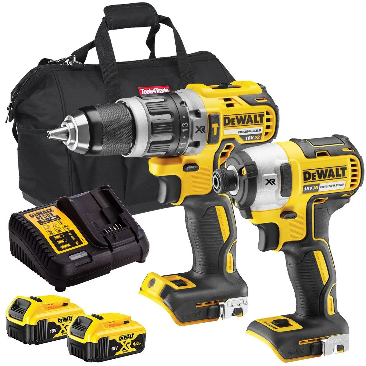 Dewalt 18V 2 Piece Power Tool Kit With 2 X 4.0Ah Batteries T4tkit-715 1