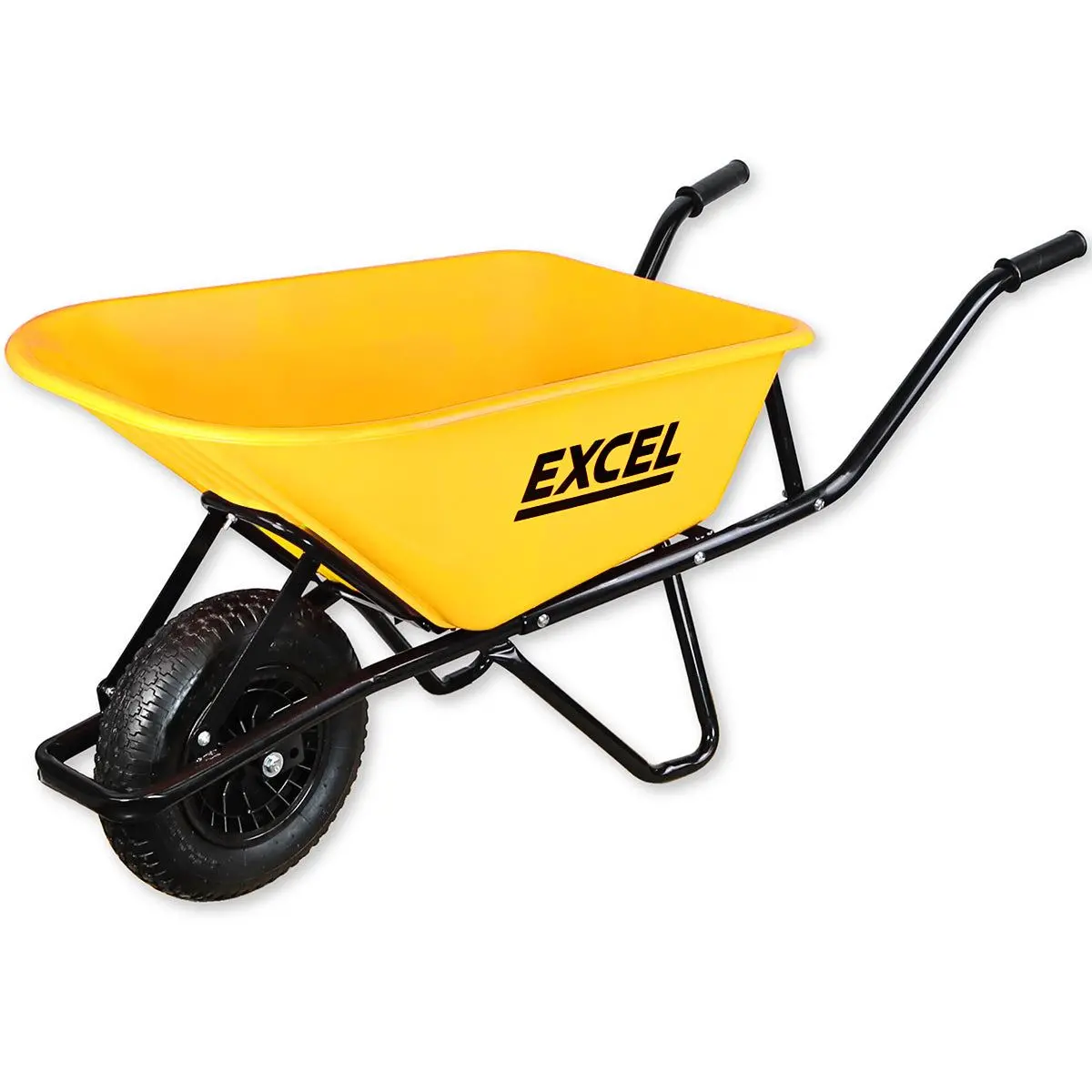 Excel Heavy Duty Wheelbarrow With 100L Hdpe Tray Yellow 1