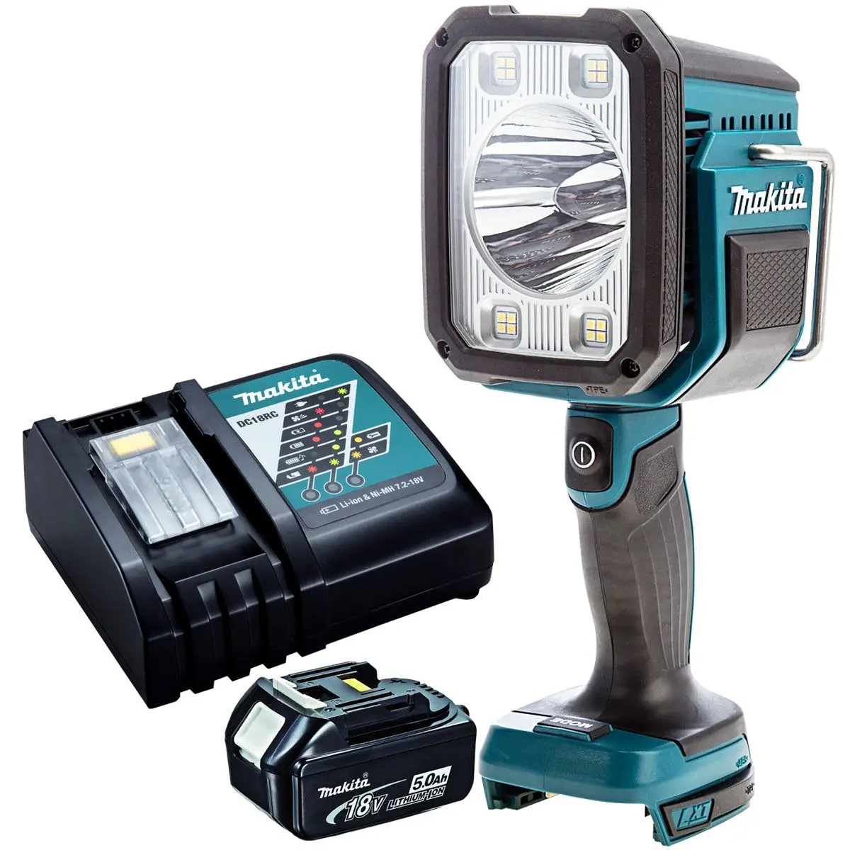 Makita Dml812 18V Led Flash Light Lamp Pivot Torch With 1 X 5.0Ah Battery & Charger 1