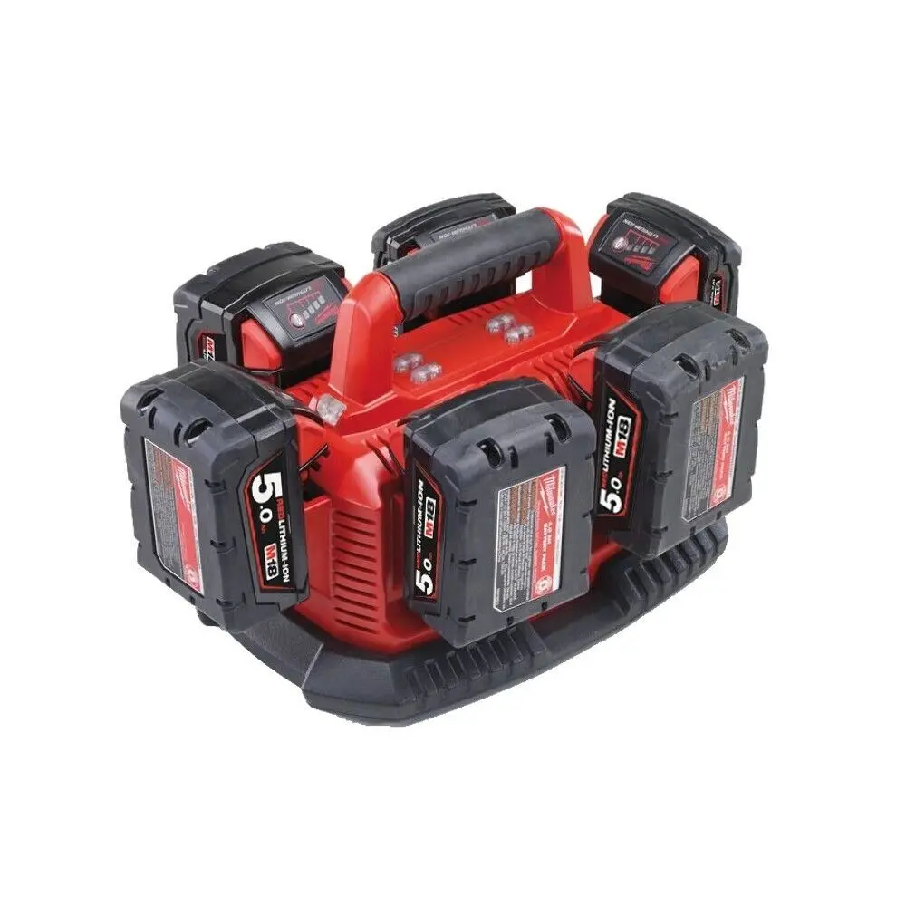 Milwaukee M1418c6 240V Multibay Charger With 6 X M18b5 5.0Ah Batteries Kit 1