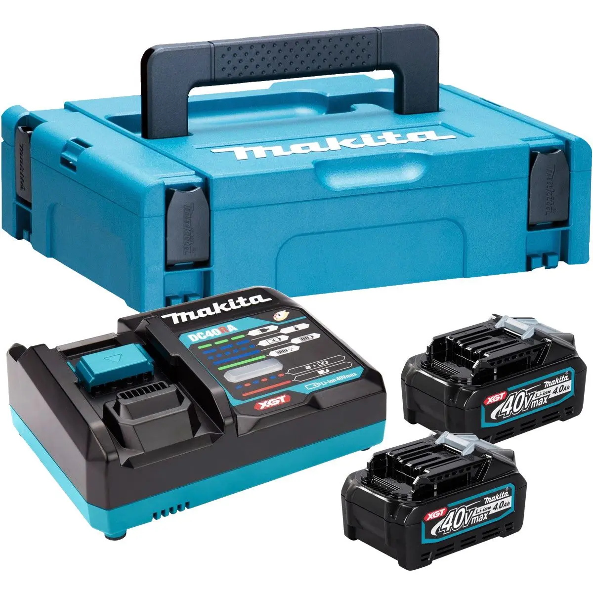 Makita 191K01-6 40Vmax Xgt Power Source Kit 240V With 2 X 4.0Ah Bl4040 Batteries, Charger & Case 1