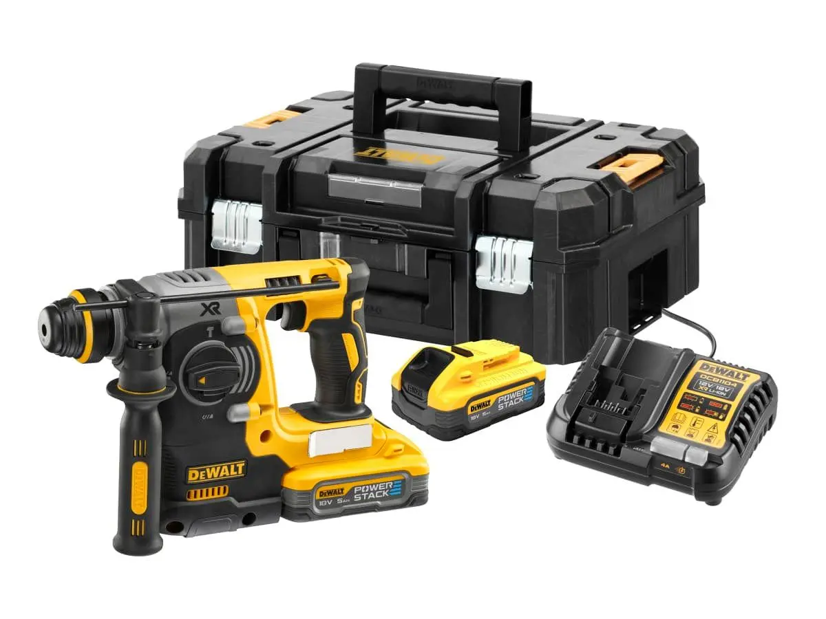 Dewalt Dch273h2t 18V Xr Brushless Sds Plus Hammer Drill With 2 X 5.0Ah Batteries Charger & Heavy-Duty Kitbox 1