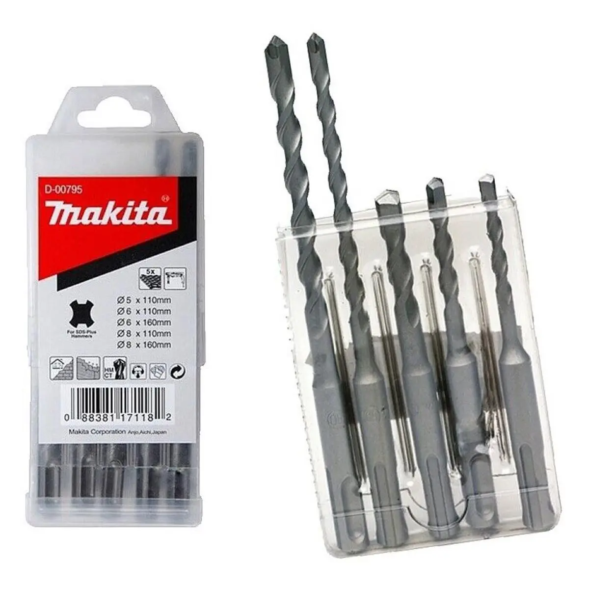 Makita D-00795 5 Piece Sds Plus Hammer Drill Bit Set 1