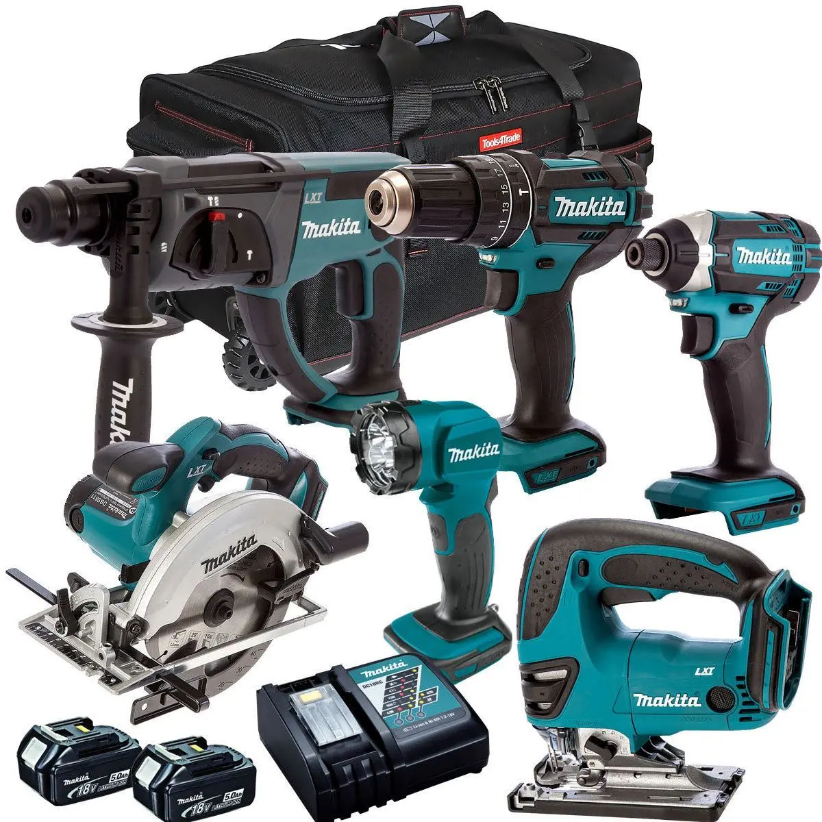Makita 18V 6 Piece Combo Kit With 2 X 5.0Ah Batteries & Charger T4tkit-193 1