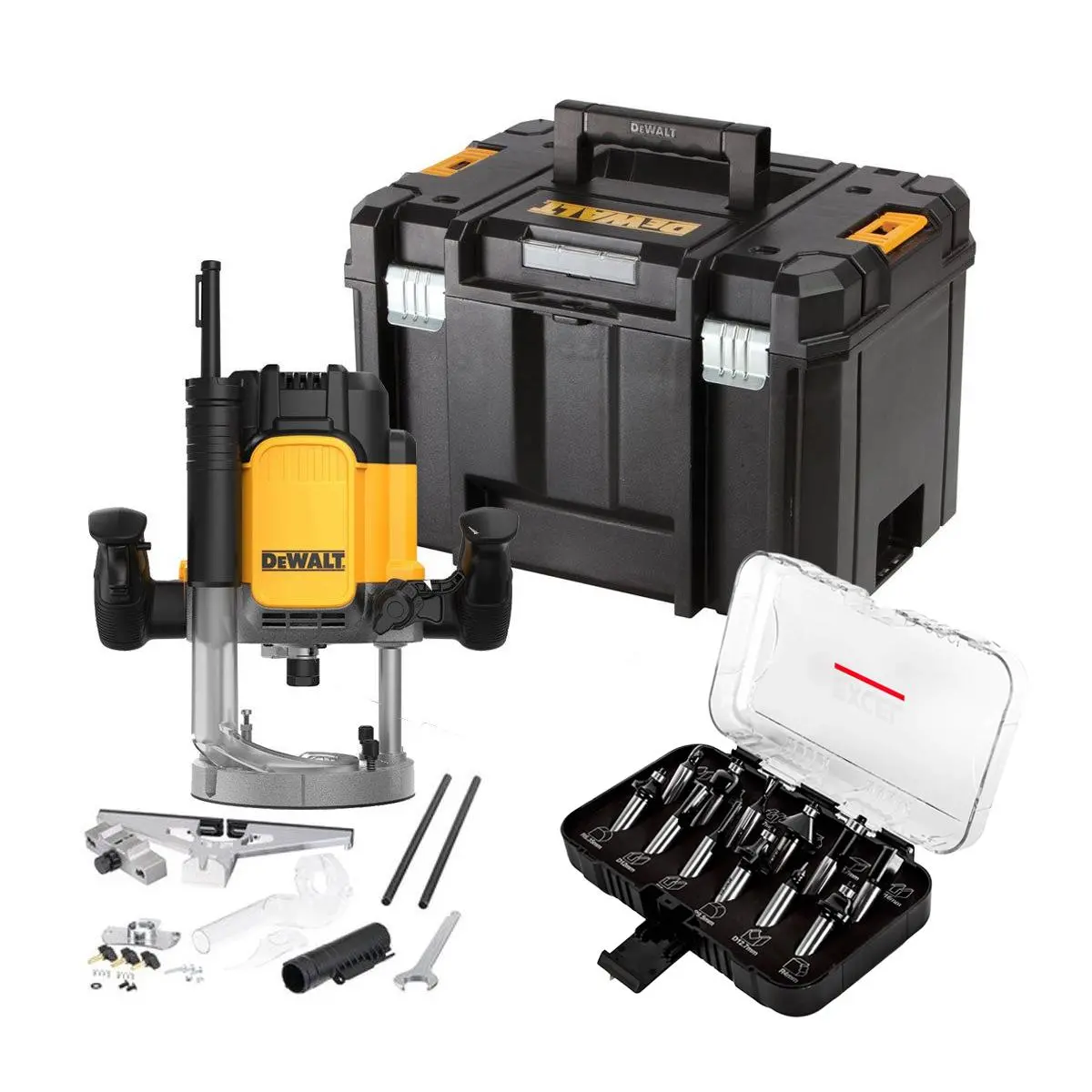 Dewalt Dwe625kt 1/2In Plunge Router 2300W 240V With 1/2" 12 Piece Cutter Set 1