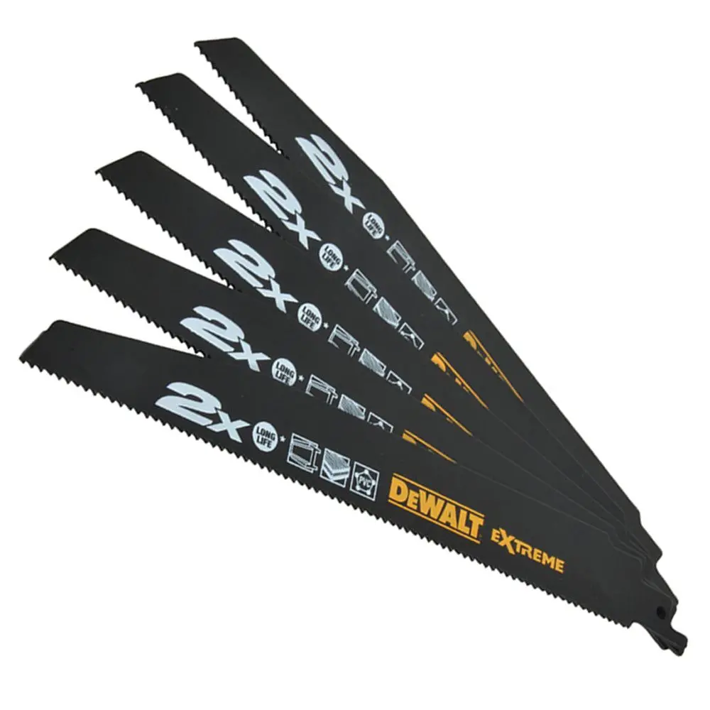 Dewalt 152Mm 10Tpi General Purpose Reciprocating Blades Dt2301l-Qz Pack Of 5 1