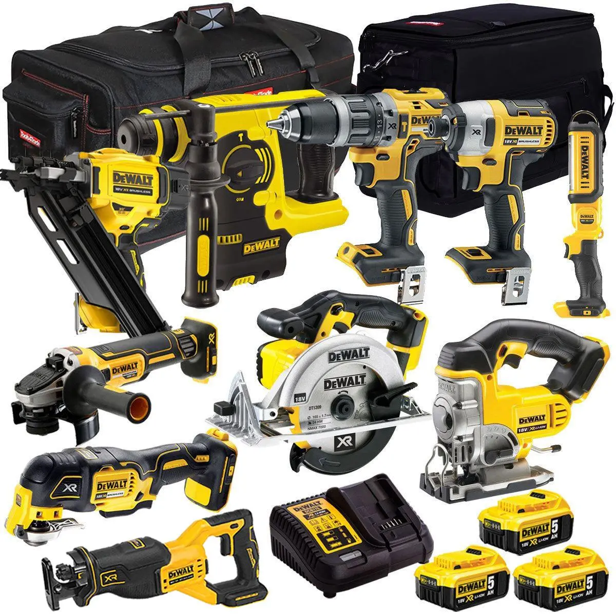 Dewalt 18V 10 Piece Power Tool Kit With 3 X 5.0Ah Battery & Charger T4tkit-992 1