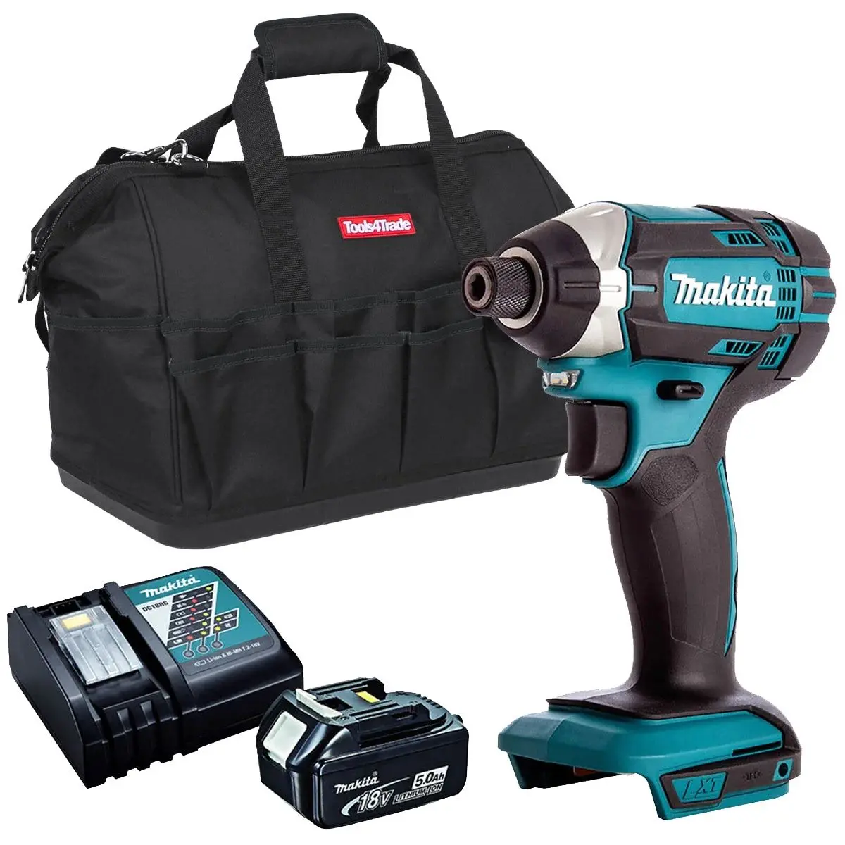 Makita Dtd152z 18V Cordless Impact Driver With 1 X 5.0Ah Battery Charger & Tool Bag 1