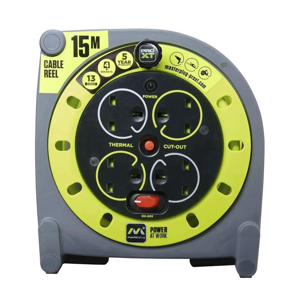 Masterplug Pro-Xt Case Cable Reel 13A 4-Socket 15M 240V Hmu15134sl-Px 1
