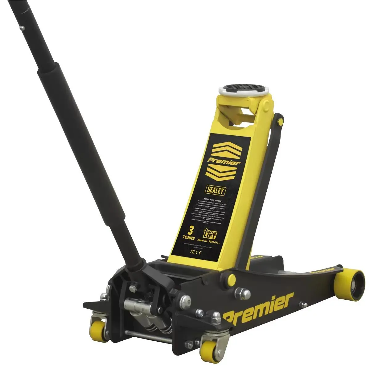 Sealey 3040Ay Trolley Jack 3Tonne Rocket Lift Yellow 1