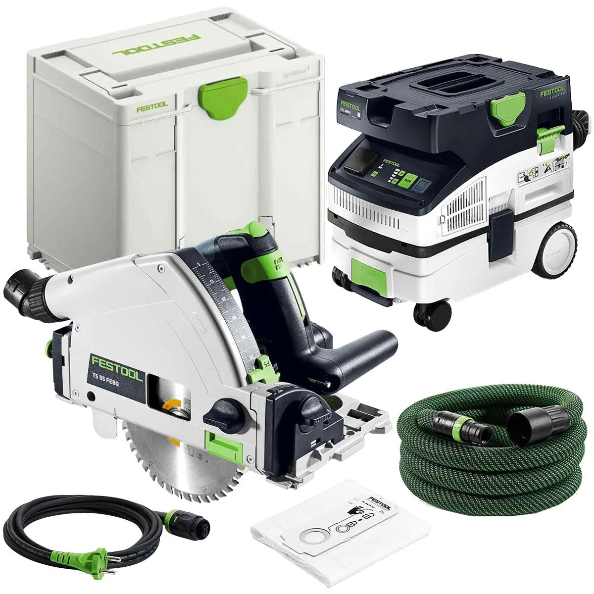 Festool Ts 55 Febq-Plus 230V Gb 160Mm Circular Plunge-Cut Saw - 576706 With Mobile Dust Extractor 578315 1
