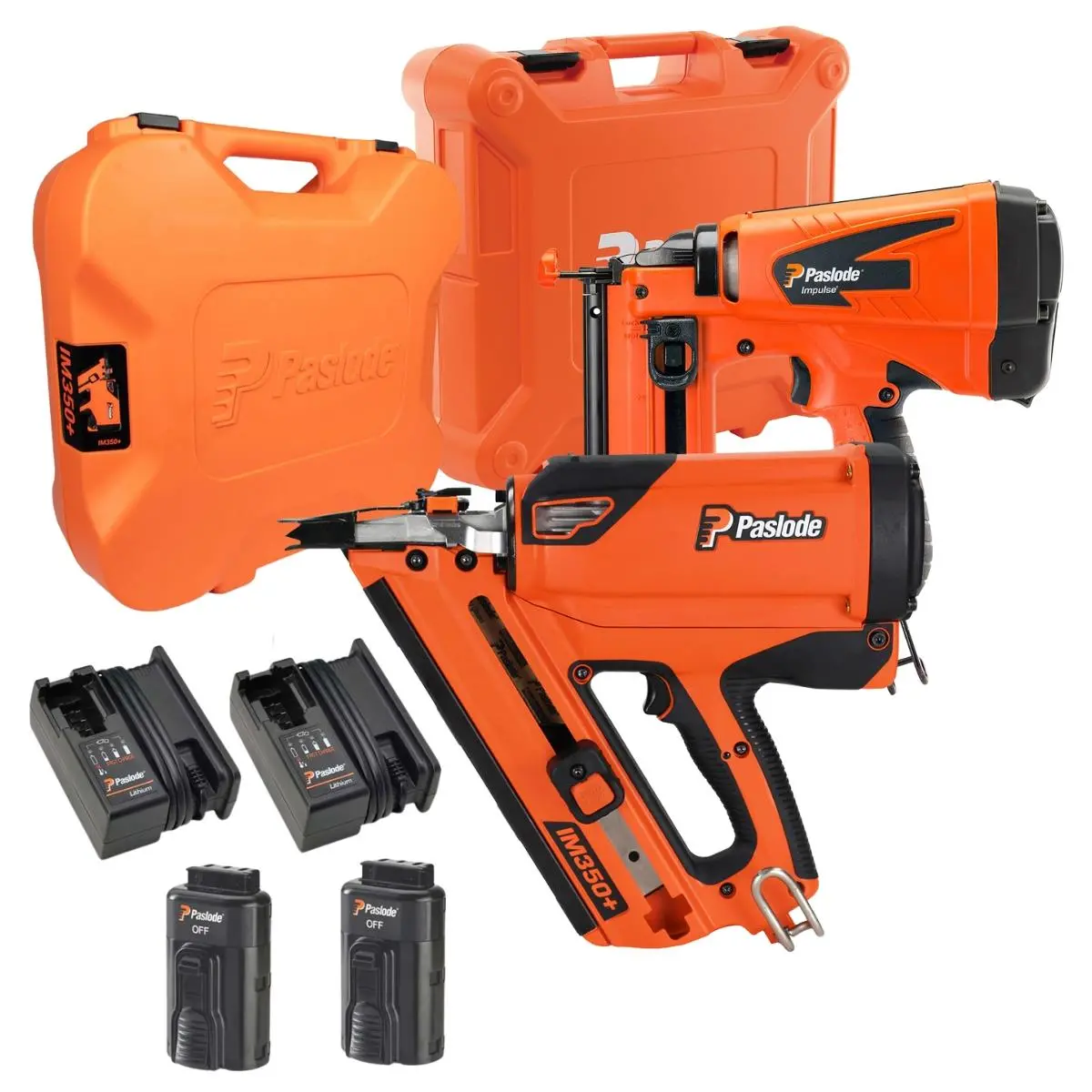 Paslode 2 Piece Im350+ & Im65 Nail Guns With 2 X 2.1Ah Battery, Charger & Case 1